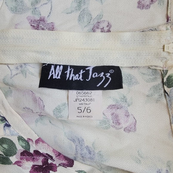 All That Jazz Floral Maxi Dress Women 5/6 Cream Purple Vintage Tie Back Crepe - Picture 3 of 7